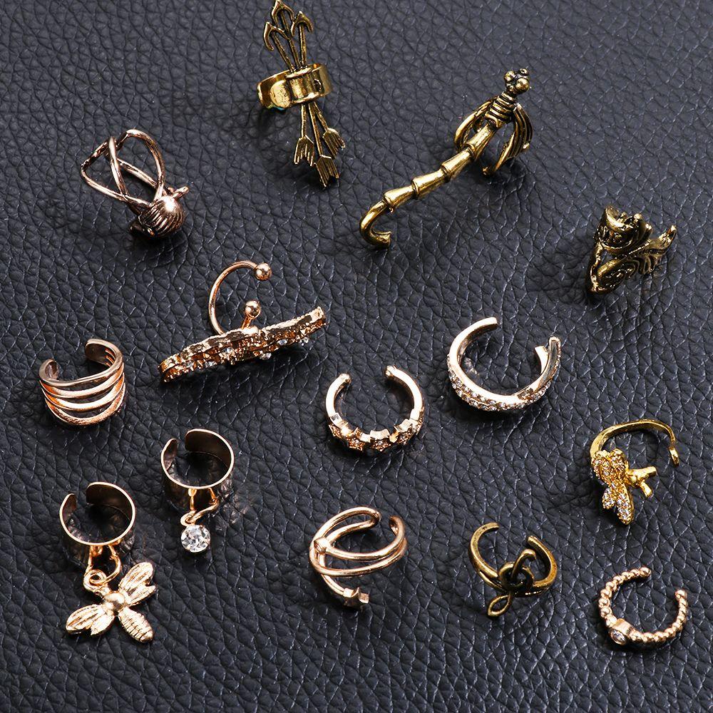 TOP 1PC Non-piercing Earrings Chic Women Bee Insect Note Cuff Wrap