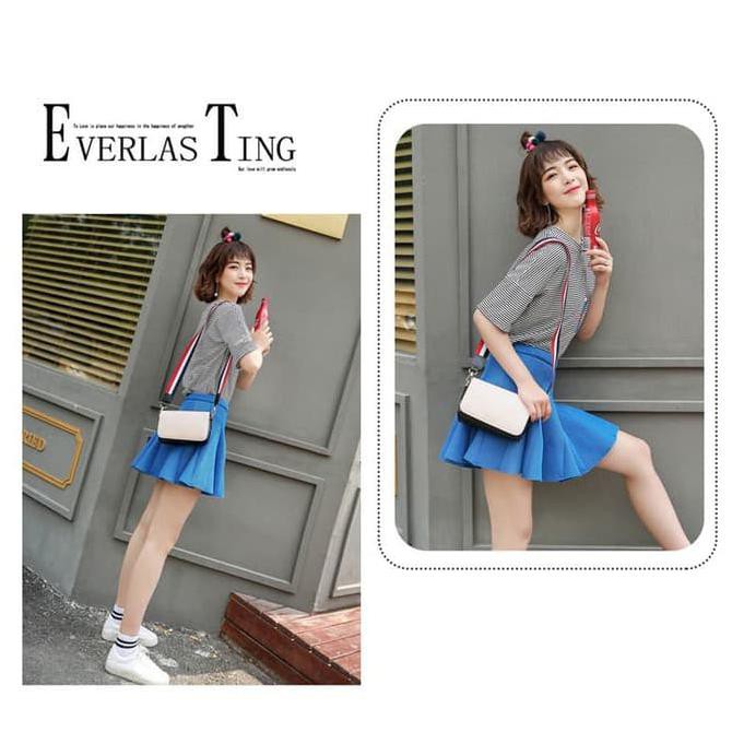 Tas Selempang Wanita Strap Warna Lucu Imut Manis - Biru Muda