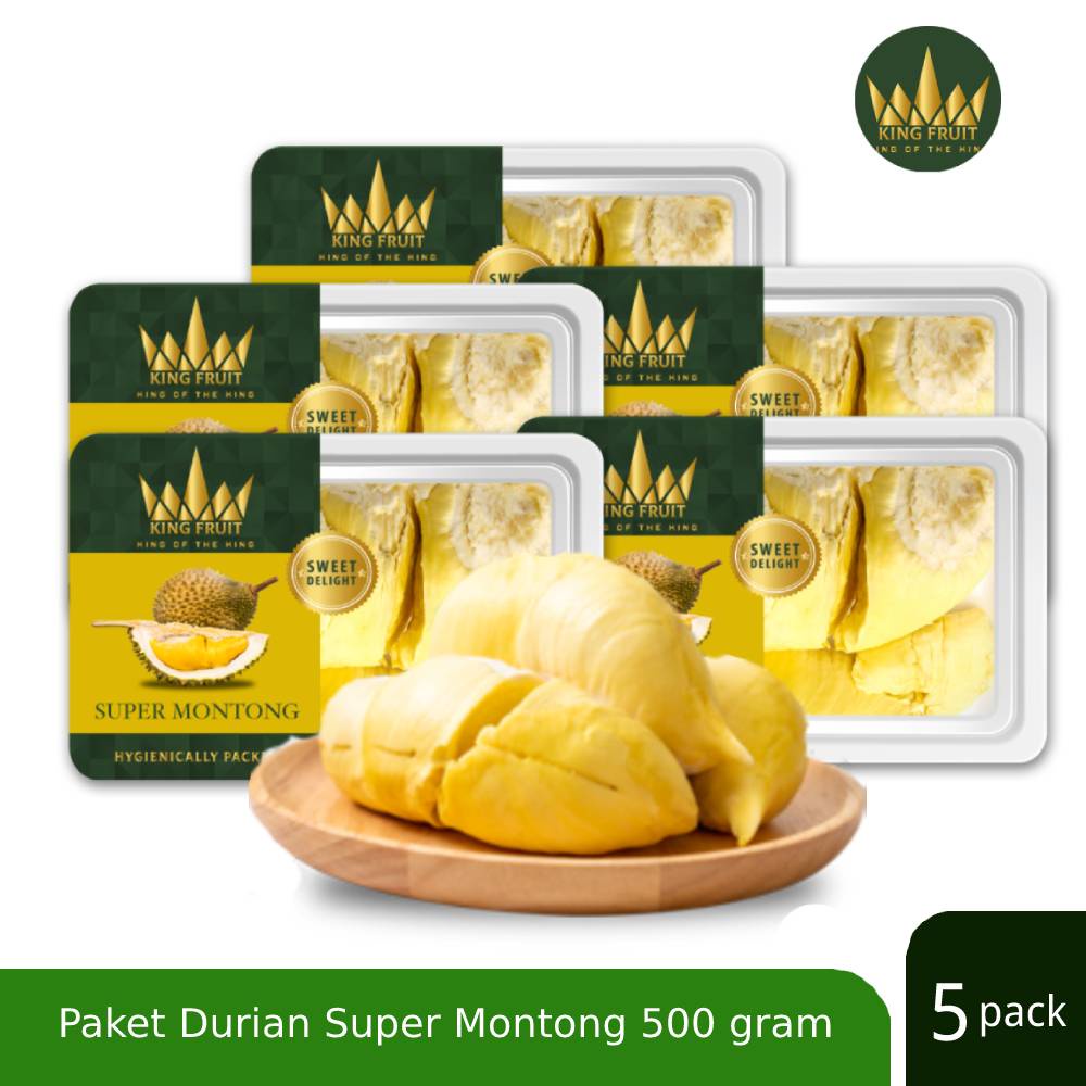 

King Fruit Durian Super Montong Paket 5 Box Durian Kupas Frozen Premium