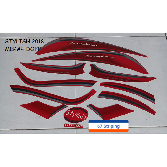 Sticker Striping Motor Honda Scoopy Stylish 2018 Red herosima