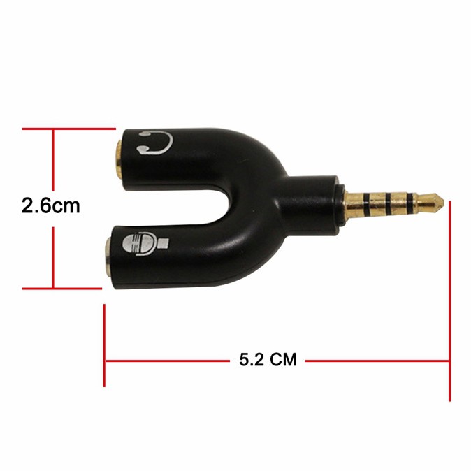 Audio Splitter Shape U 3.5mm ke Headphone &amp; Mic K-0650