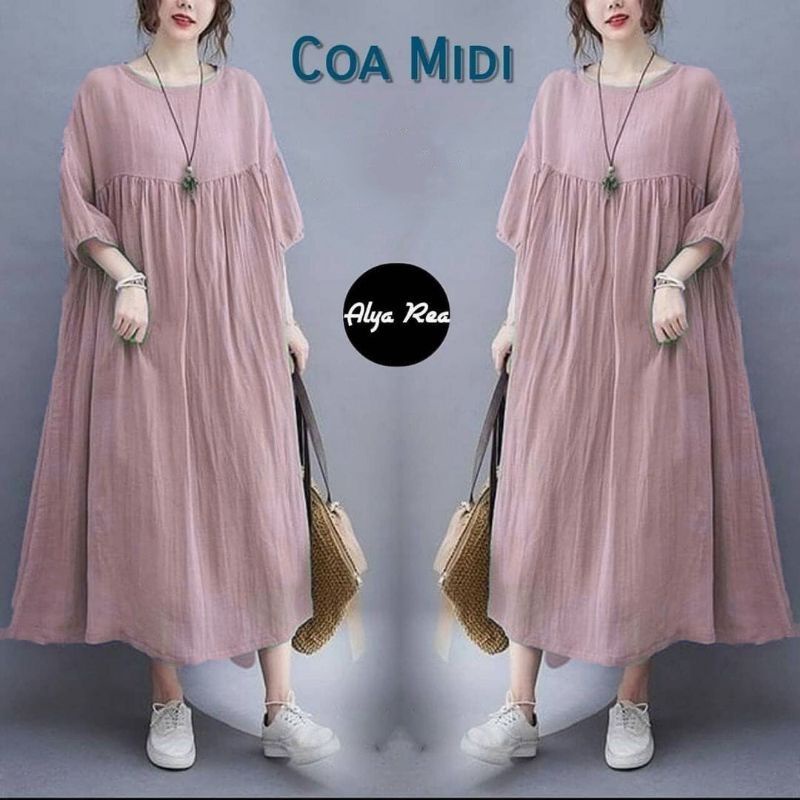 Midi dress cringkle import LD 120 Premium Quality