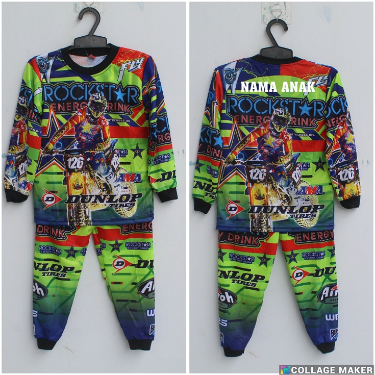 pilih motif setelan baju balap motor cross size 4-20