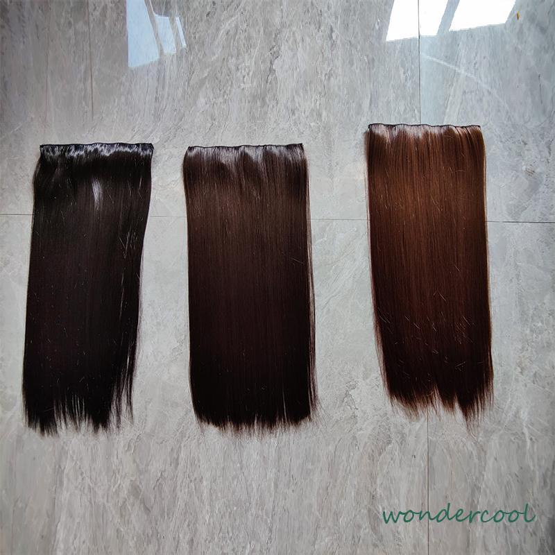 Wig lima klip rambut lurus panjang potongan wig One piece serat kimia potongan rambut-Won