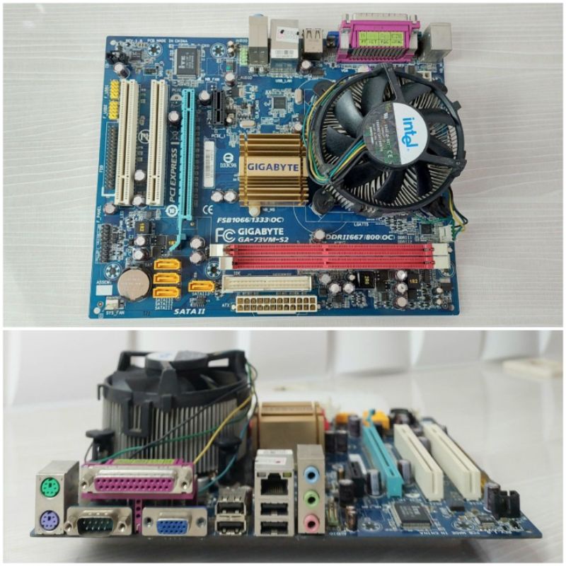 Paket Motherboard  Gigabyte GA-73VM-S2 Lga 775+Processor Intel core E4500+fan