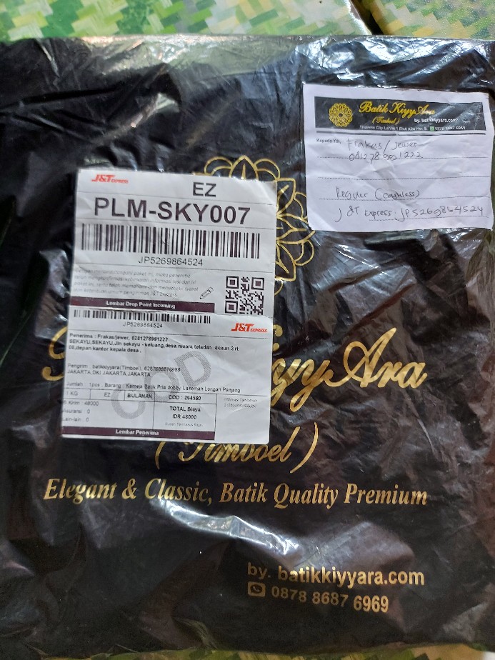 Kemeja Batik Pria Dobby Laseman Lengan Panjang  Premium Motif Pesik Kawung