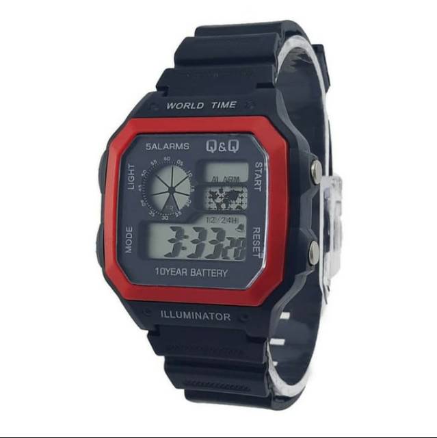 JAM TANGAN SEGI EMPAT DIGITAL WATER PROFF BISA BUAT RENANG SIMPLE JAM TANGAN SPORT PRIA TAHAN AIR RUBBER FULL HITAM