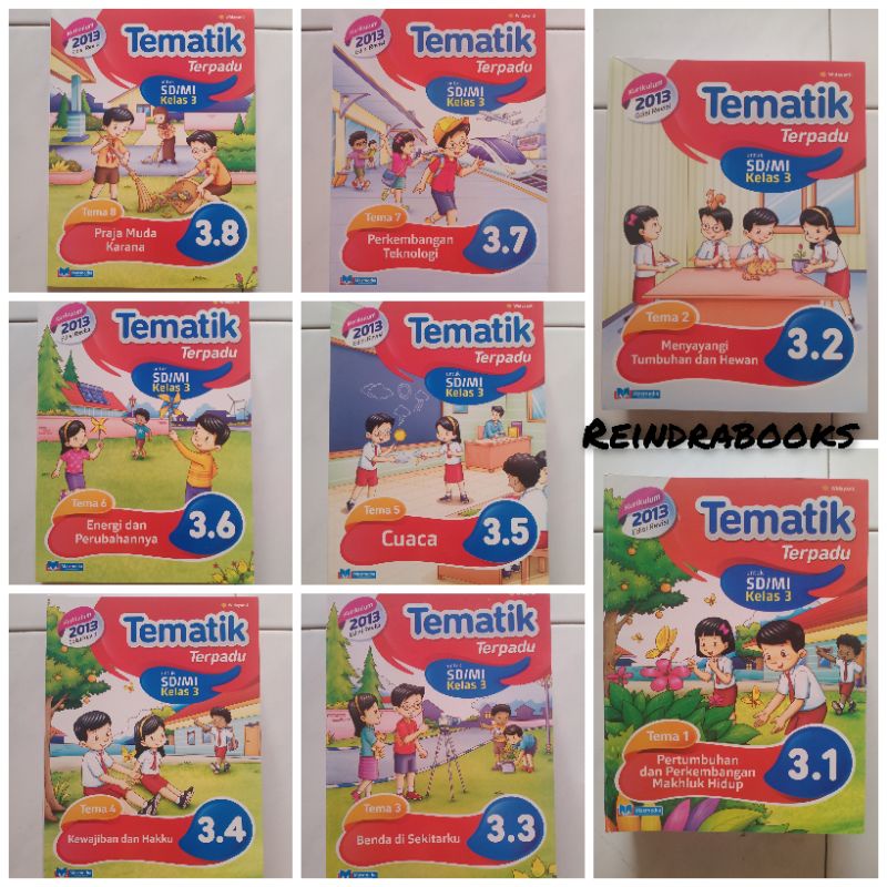 Paket Tematik Terpadu Masmedia SD/MI kelas 3 Tema 1-8 K13 edisi revisi