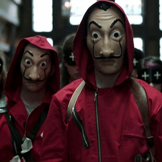 Topeng Money Heist Murah Kostum Halloween Cosplay Mask Kumis Grosir