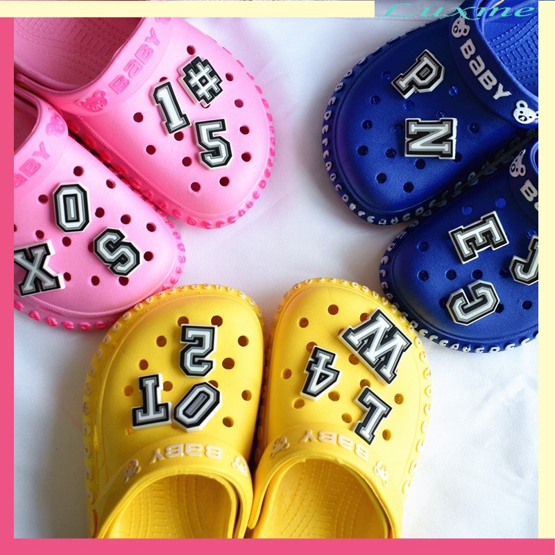MEGA SALE FASHION TRENDY PREMIUM BERKWALITAS /stiker Bentuk Huruf Angka Crocs Jibbitz TIDAK BERCAHAY