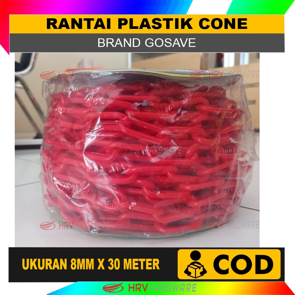 RANTAI CONE KERUCUT LALU LINTAS PLASTIK SAFETY TRAFFIC CONE 8MM X 30M