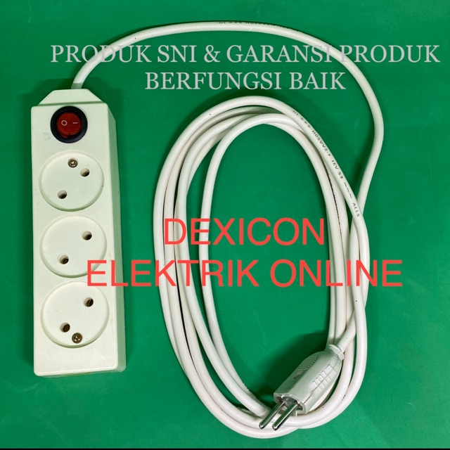 Stop kontak gepeng/stop kontak lubang 3 kabel 3 meter/colokan listrik gepeng/sambungan kabel listrik