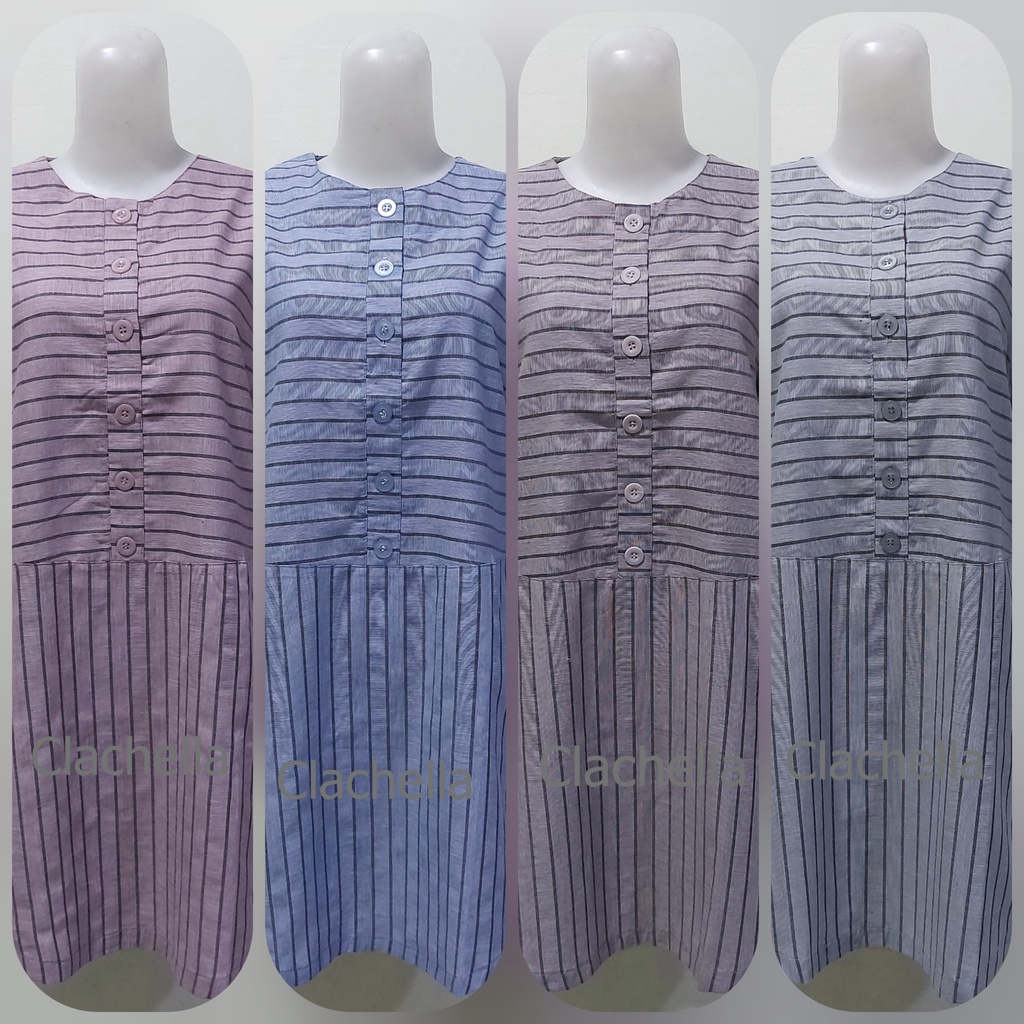 Clachella Baju Tunik Motif Salur, Baju Atasan Wanita T728095