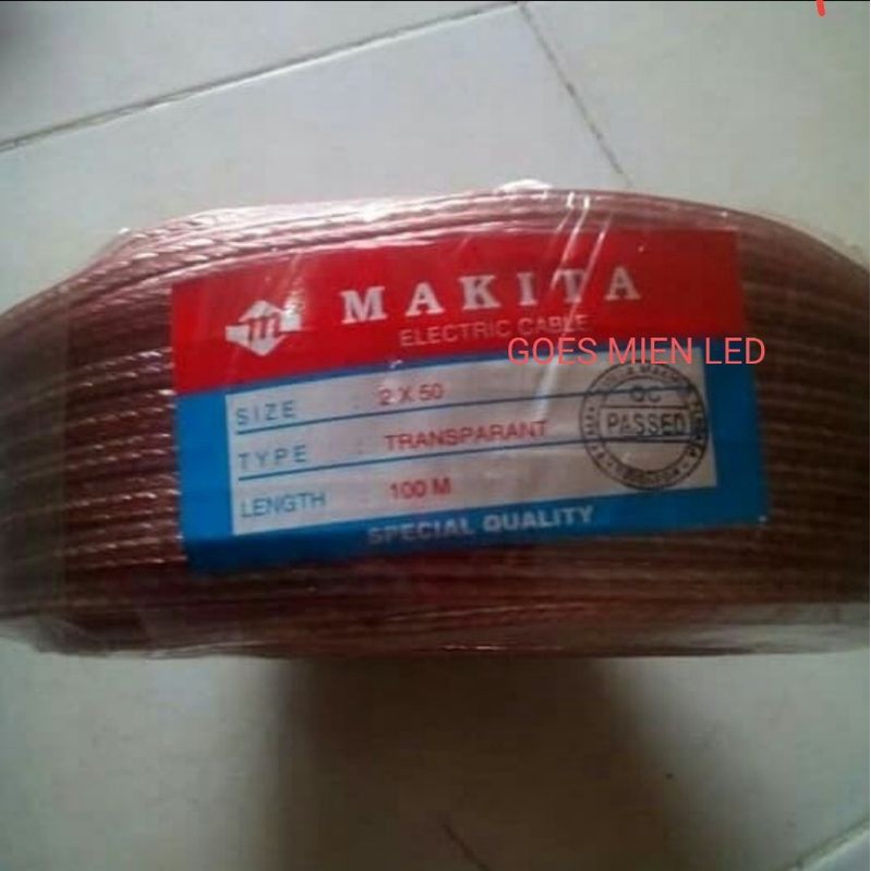 kabel speaker transparan makita 2x50 roll 100 meter