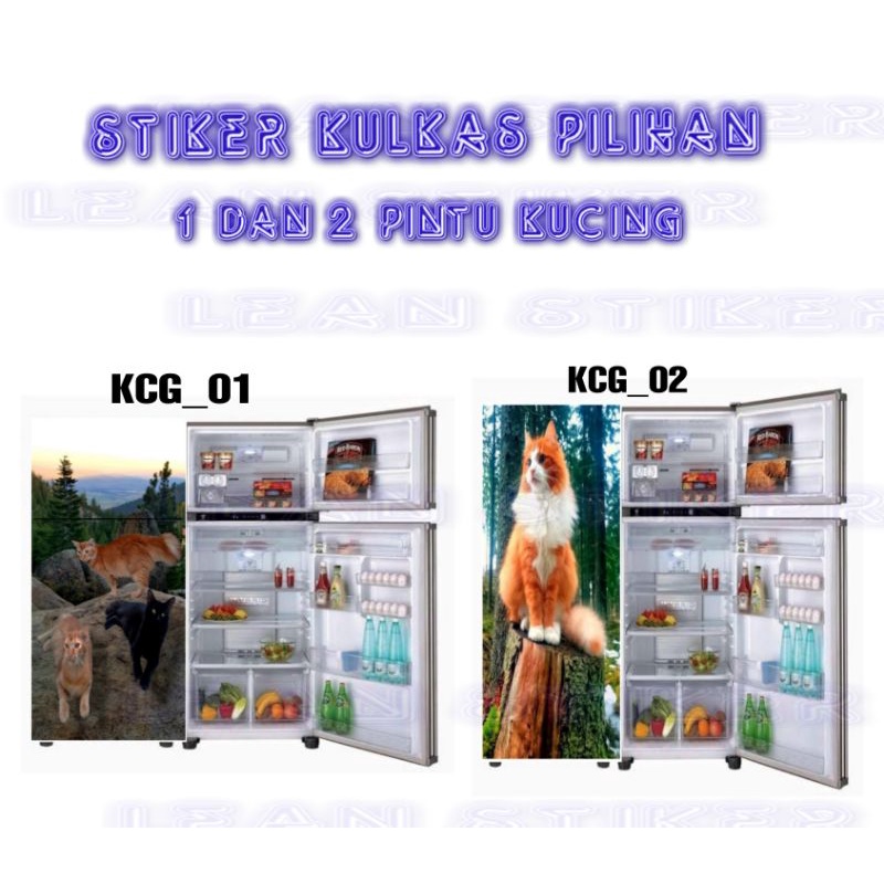 stiker kulkas 2 pintu motif kucing