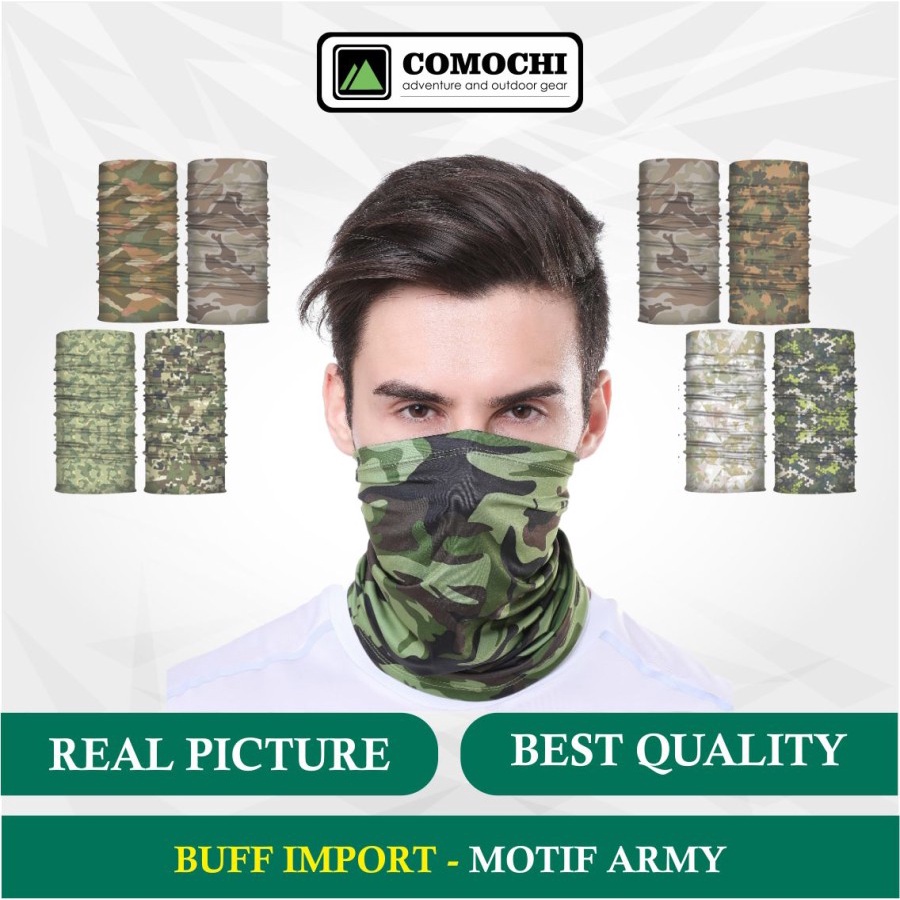 【COD】 Masker Bandana oreng Army Militer` Buf Baf Sepeda Motor Kamuflase Hitam` Balaclava Hiking Camping Military` Slayer Scarf Travelling