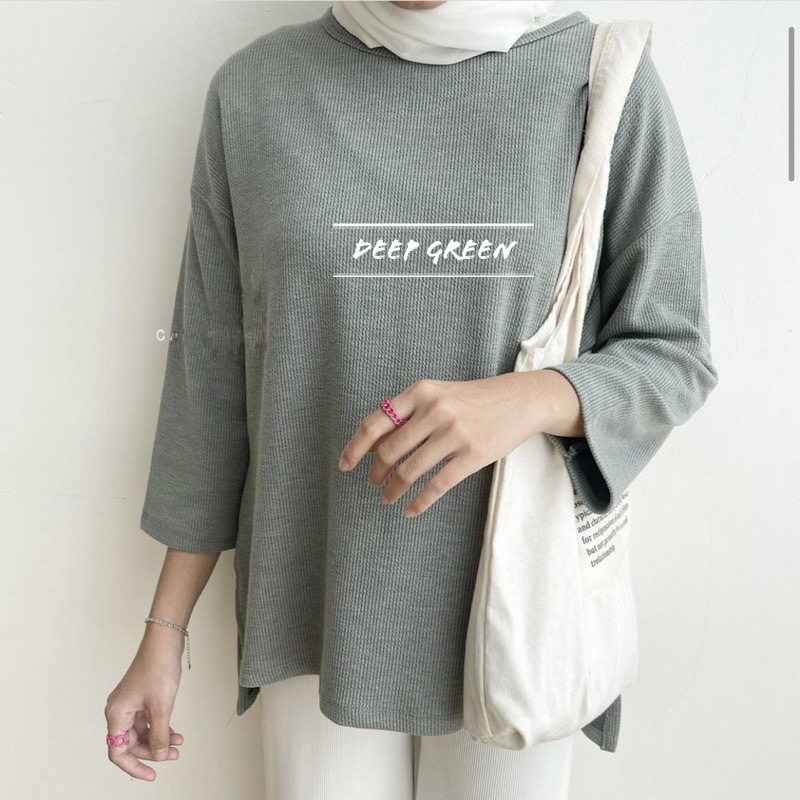 CLOQI TOP BLOUSE KNIT WAFFLE