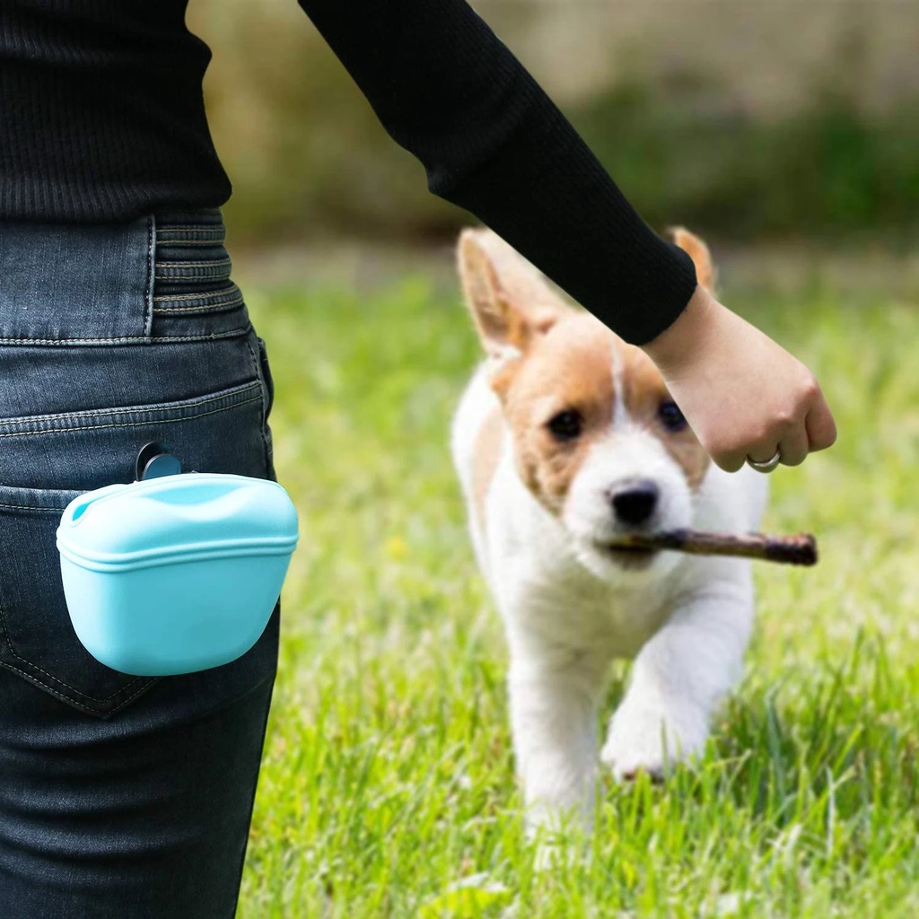 Tas Pinggang Tempat Makanan Anjing Portable Bahan Silikon Untuk Outdoor