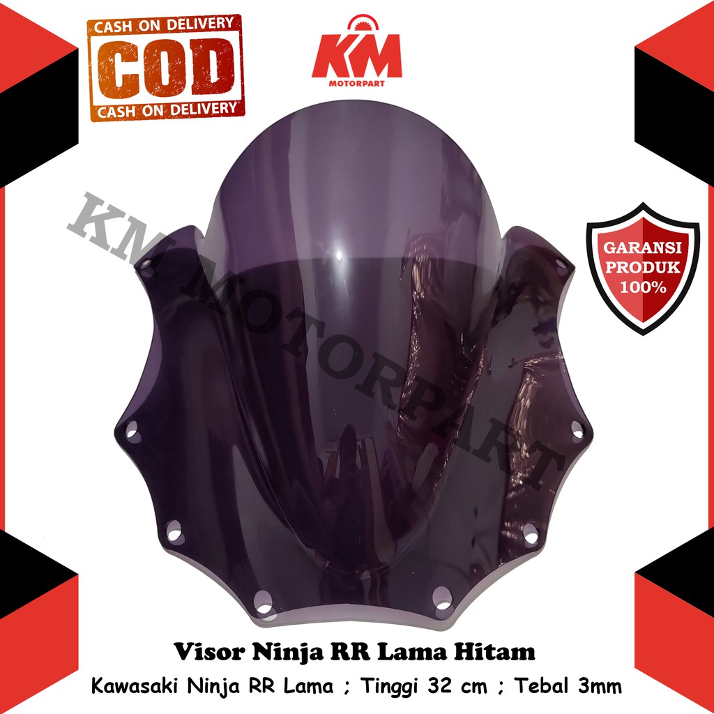 Visor Windshield Ninja RR Lama Old Jenong Hitam dan Bening Tebal 3mm Bahan Kaca Akrilik