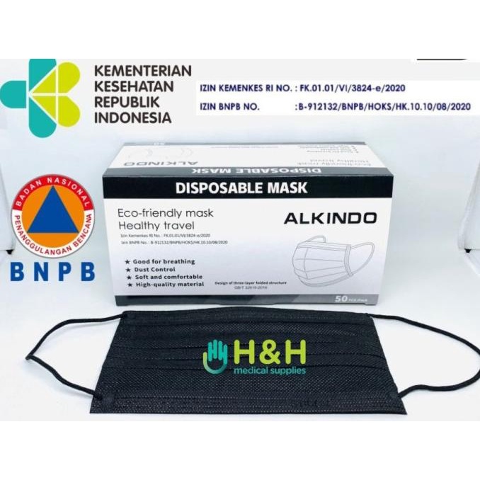 Masker Earloop 3ply Alkindo / Masker Bedah/Masker Medis/Masker Alkindo