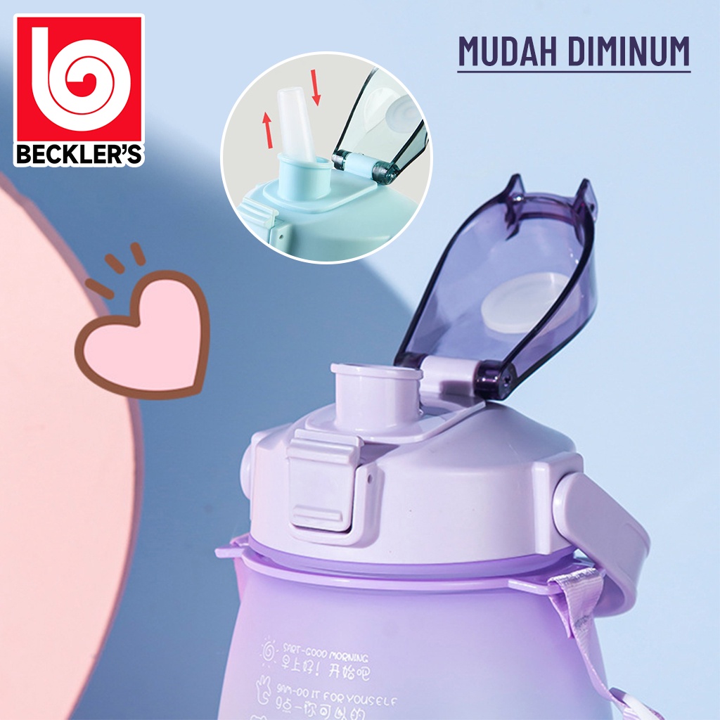 Botol Minum Gemoy Warna Gradasi 1.3Liter Motivasi Penanda Waktu FREE STIKER 2D&amp;3D