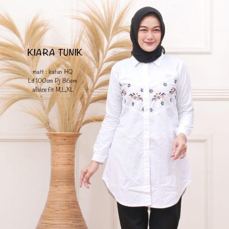 KIARA TUNIK | LD 100cm Pj 87cm | BAJU PUTIH | BAJU KERJA