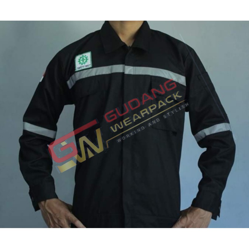 Gudang Wearpack - Baju Kerja Seragam Proyek Warna Hitam Polos