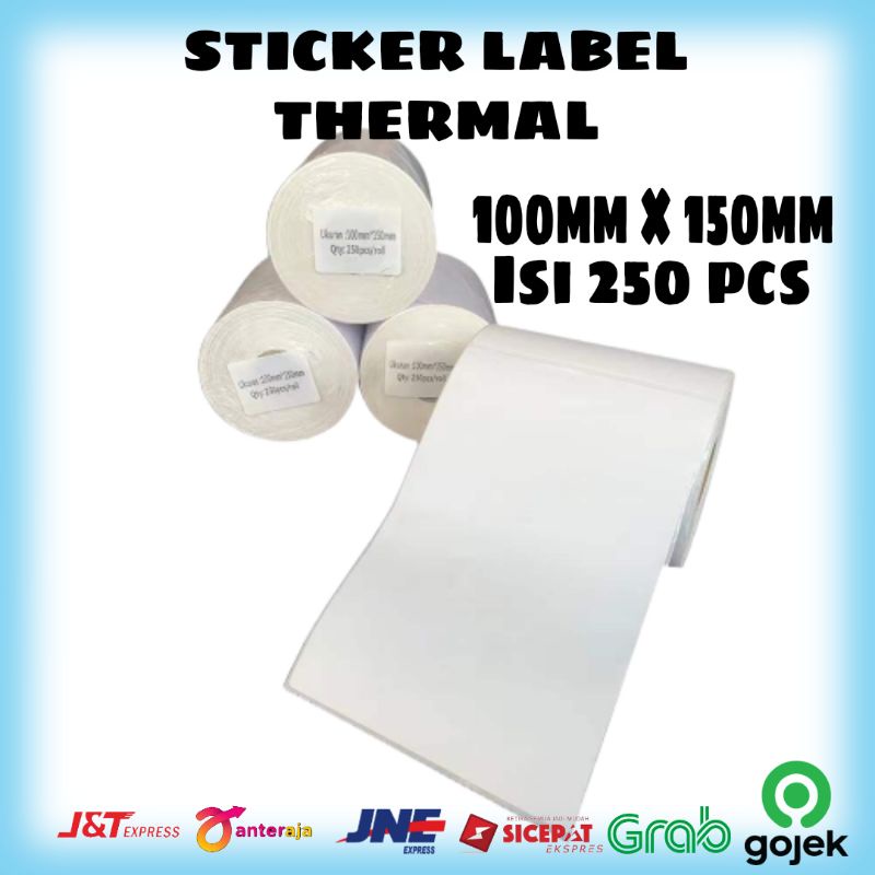 

Sticker Label Thermal 100mm× 150mm Isi 250 pcs / Kertas stiker Barcode / Resi