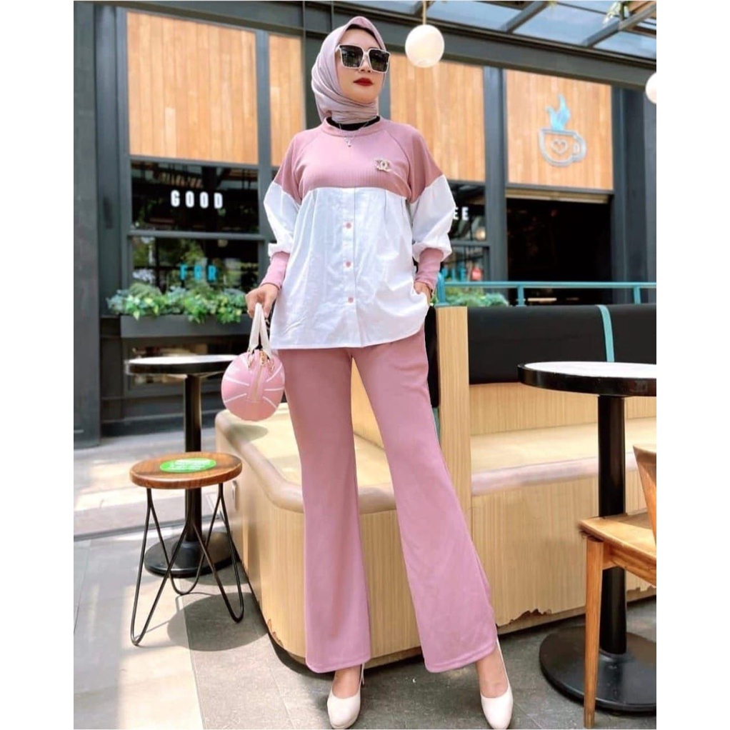 setelan ISYANA FASHION WANITA / PAKAIAN SET TERLARIS KOMBI WARNA / LENGAN PANJANG  / TERBARU