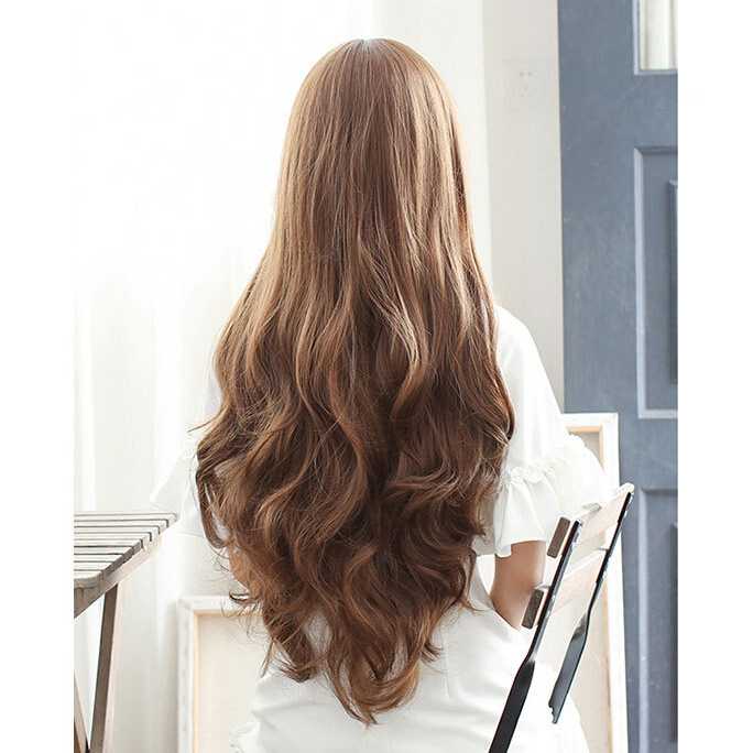 Wig Rambut Palsu Model Wavy 65 cm / Wig Wik Rambut Palsu Wanita Perempuan Cewe Cewek Dewasa Asli Lurus Curly Keriting Poni Panjang Full Ala Anime Cosplay Korea Hair Clip Curly Do Warna Hitam Coklat Abu / Rambut Palsu Wanita Asli Panjang Murah Original