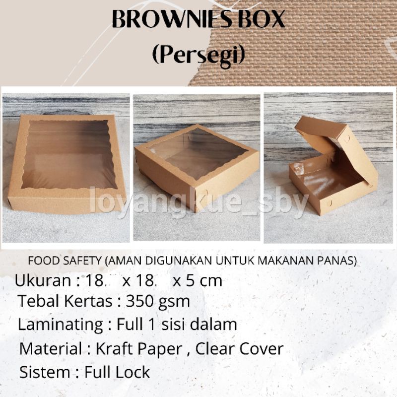 BOX BROWNIES 18x18 (PERSEGI) / DUS KRAFT 18X18 CM