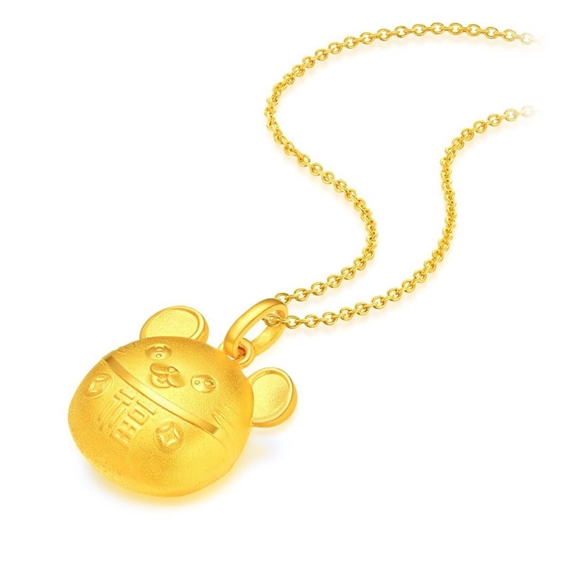 [Ready Stock]Fashion Personality Mouse Gold Plated Ball Pendant Cute Animal Necklace