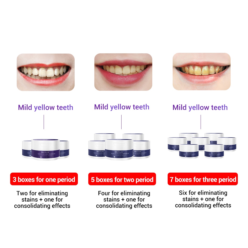 [BPOM] BREYLEE Teeth Whitening Powder - Pemutih Gigi - Penghapusan Noda Plak Di Gigi - Alat Pemutih Gigi