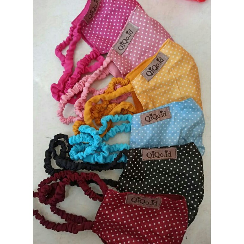 MASKER BINTIK POLKADOT ORI BY QIQO.ID HIJAB HEADLOOP KARET TANPA BUNGKUS