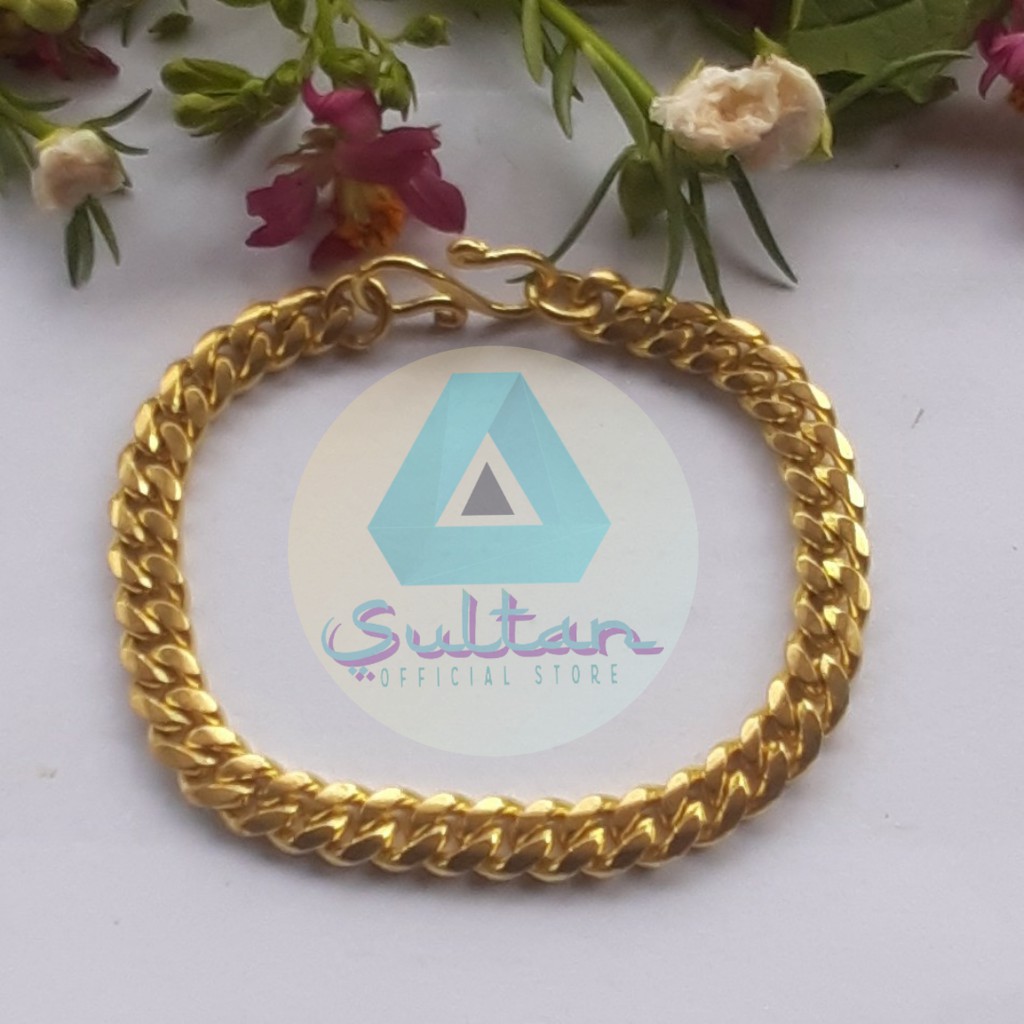 [ORIGINAL BERLAPIS EMAS 24K] SULTAN BRACELET GELANG RANTAI LOGAM KUNINGAN #GK017