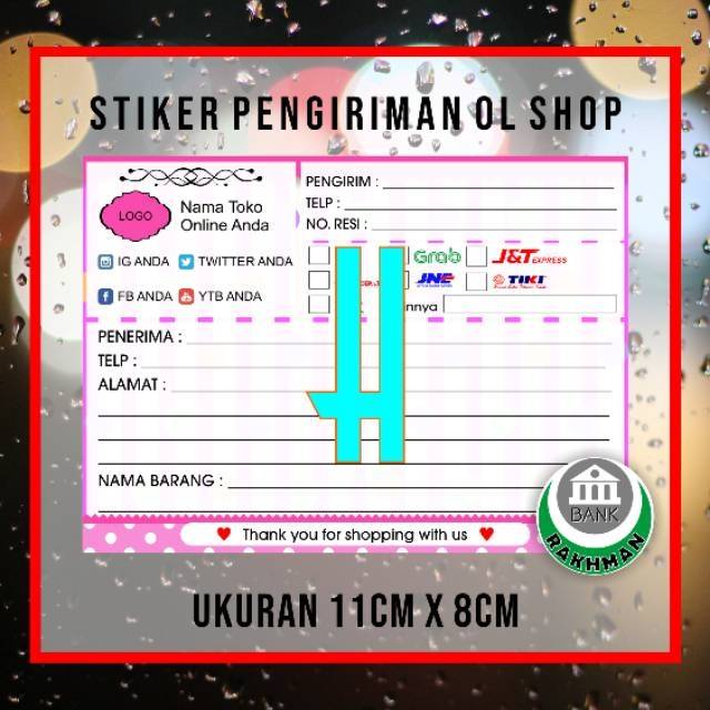 

STIKER CUSTOM PENGIRIMAN ONLINE SHOP | Ukuran 11cm x 8cm | Harga per 170 pcs FREE CUTTING