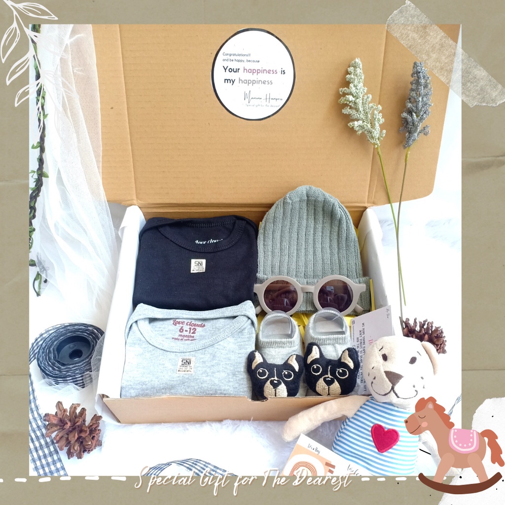 Hampers Baby Lucu 2 Series Double Jumper | Newborn Gift Set | Kado bayi - By Mamimohampers-Black-Grey
