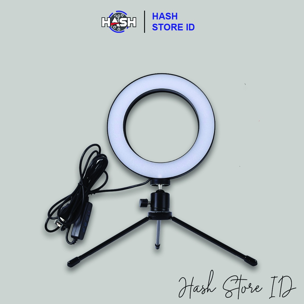 Lampu Halo Ring Light LED Kamera 8W 6 Inch with Mini Tripod - RL-19