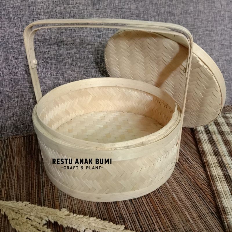 (B047) Rantang Bulat 1 susun 25cm|Susun|Makanan|Hampers|Serbaguna|Hiasan|Hadiah|Box|Murah| Wadah NAs