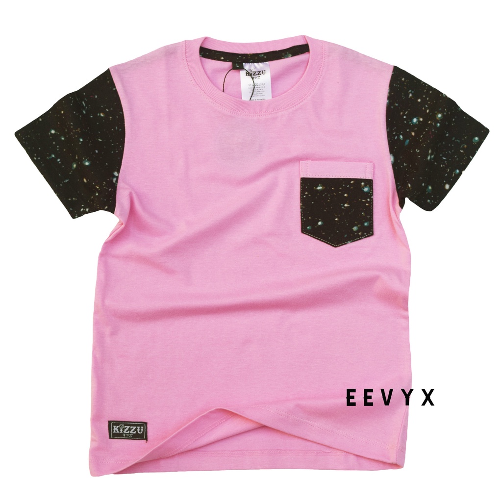 Kizzu Baju Kaos Distro Anak Perempuan Umur 1-12 Tahun Bahan Cotton - Galaxy Pink - Eevyx Store