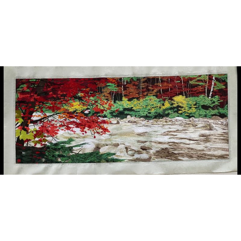 Lukisan Sungai Pohon Maple sulam benang