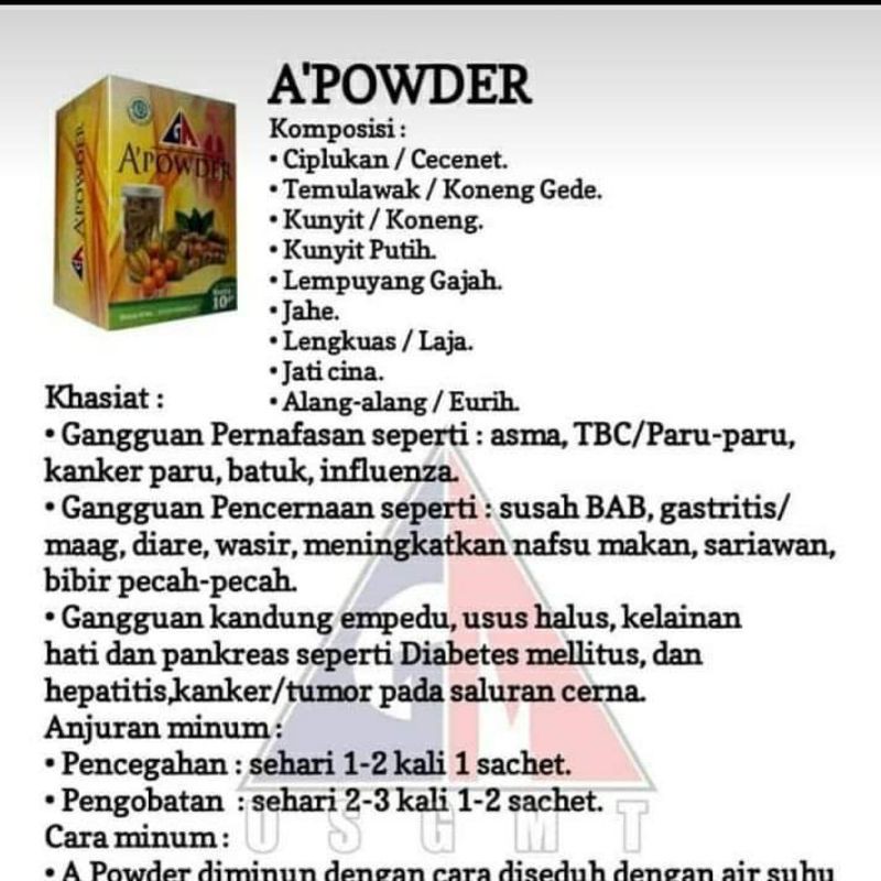 

A powder GM herbal untuk mengobati lambung 100% original (10g x 10 saset)