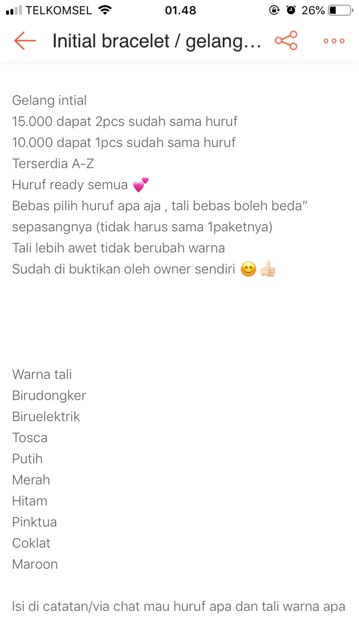 Initial bGelang Inisial / Gelang Nama / Gelang Couple / Gelang Huruf / gelang magnet couple-6