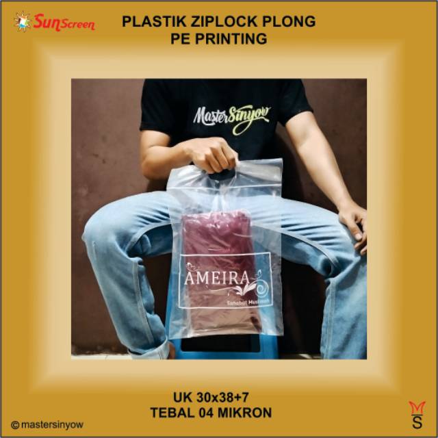 Plastik Sablon Olshop Custom Ziplock 30x40 Tanpa Plong Free Design
