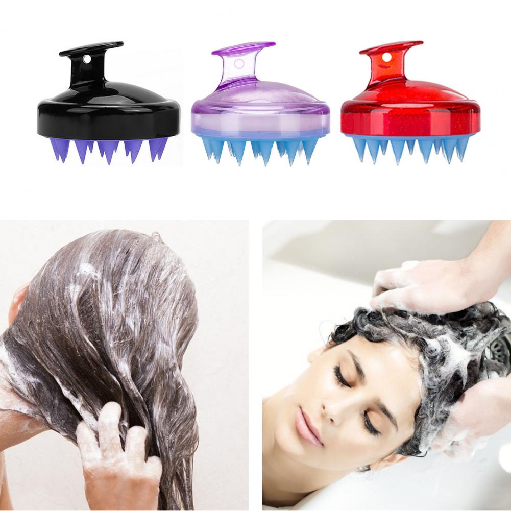 Silicon Keramas Plus Merangsang pertumbuhan rambut baru plus melancarkan sirkulasi darah di kulit kepala sikat rambut lembut Silicone Shampoo Head Body Scalp Massage Brush Comb Comb Washing Bath Hair Slimming Massage Shampoo Spa kepala botak obat