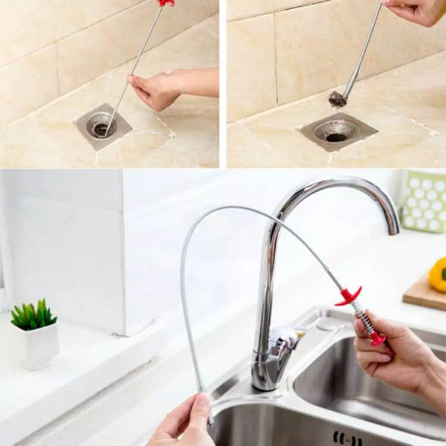 Kait pegas alat pembersih saluran pipa anti sumbat wastafel/toilet -  sink drainer clogged tool