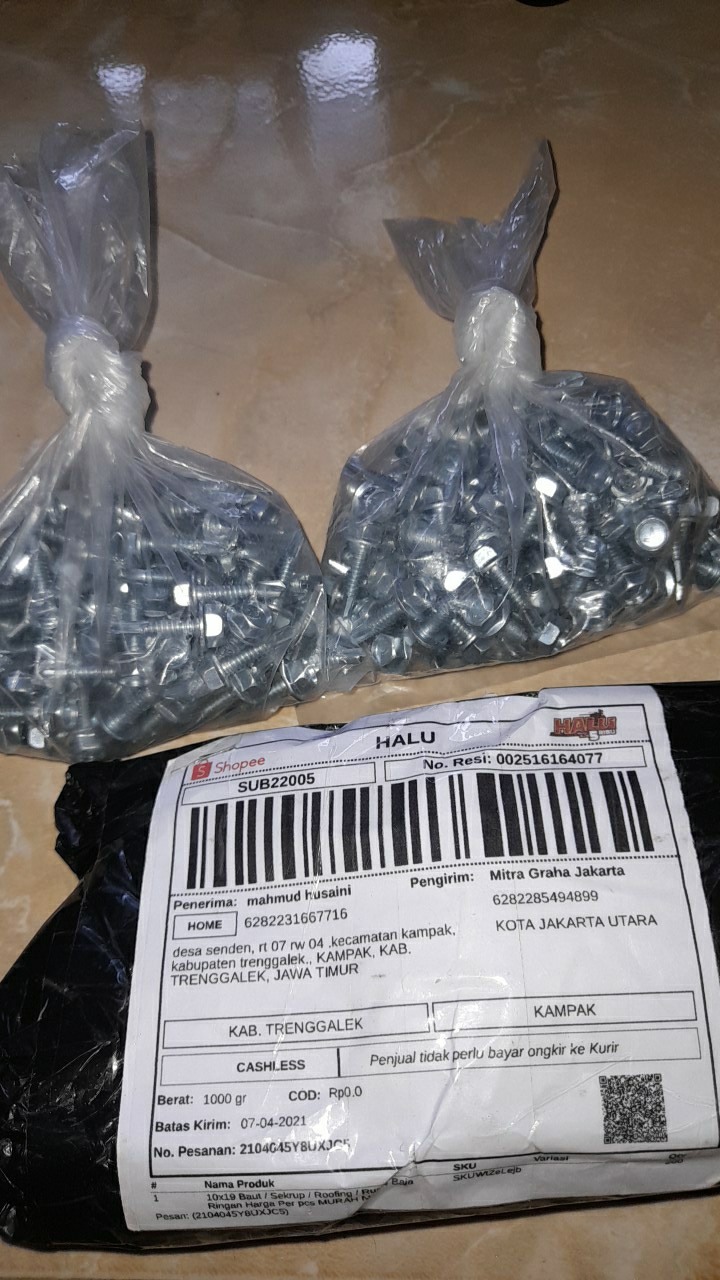 10x19 Baut / Sekrup / Roofing / Ruping Baja Ringan Harga Per Pcs Murah Mgj