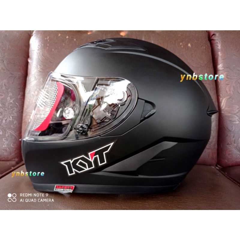 Helm KYT Falcon FR Solid Black Doff Flat Visor Clear Fullface Original Double Visor | KYT Falcon FR 