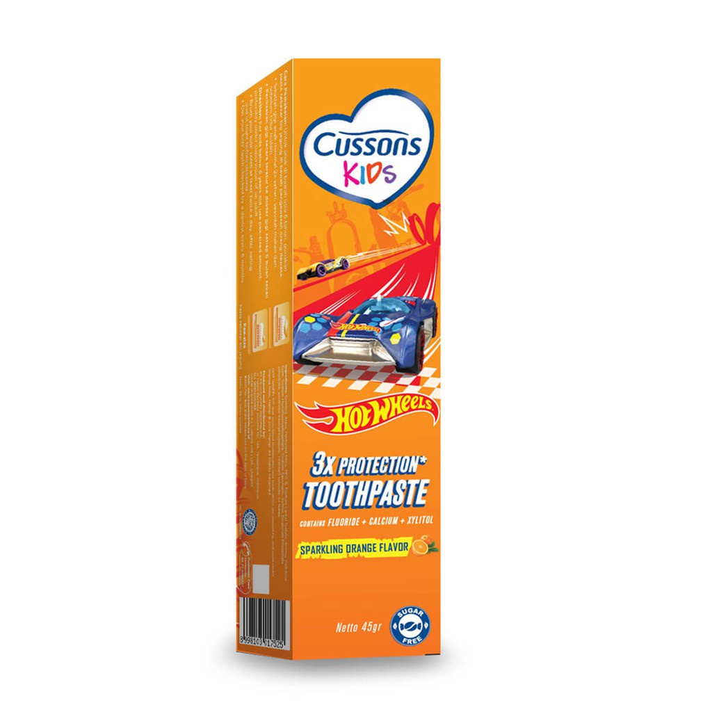 CUSSONS KIDS TOOTH PASTE 45R ORANGE HOTWHEELS / PASTA GIGI BAYI