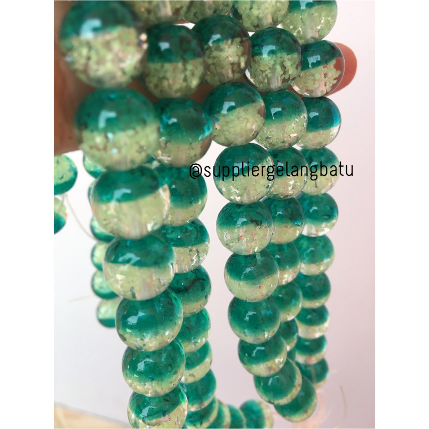 Manik Kristal Hijau Tosca Tua 12mm Glow In The Dark Fosfor Bahan Acc grosir kerajinan craft beads